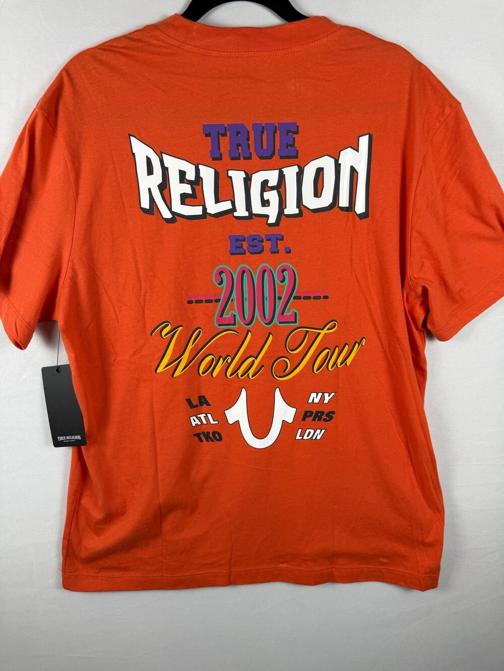 True Religion World Tour T Shirt Mens M Koi Orange Graphic Tee NWT 701583